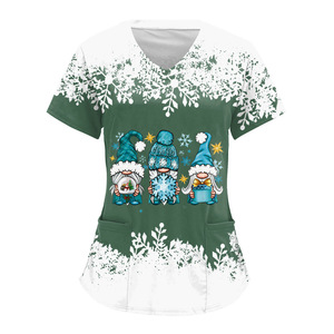 Camiseta de Manga Corta con Cuello en V Informal y Ecológica con Estampado Navideño en 3D para Mujer, Ajuste Regular, Tela Twill, Diseño Personalizado al por Mayor - Product Image 4