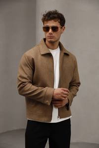 Chaqueta Casual para Hombre, Color Beige Claro, con Cierre, Transpirable, Cuello en V, Antiarrugas, Manga Larga, Estilo Sobretodo Minimalista, Impermeable - Product Image 6