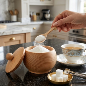 Beech Wood Sugar Bowl with <b>Lid</b> 10.5 cm Plant Oil Finish <b>Small</b> Rustic Kitchen Canister Wholesale Custom Logo - Product Image 2