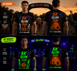 เสื้อวิ่งมาราธอนผ้าโพลีเอสเตอร์ตาข่ายน้ำหนักเบาพิมพ์ลายเรืองแสงในที่มืดสำหรับงานฮาโลวีน - Product Image 2