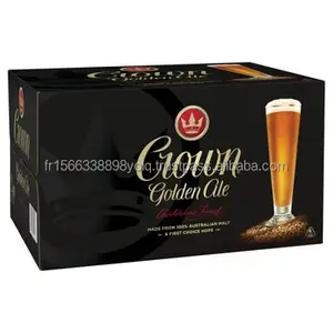 Gold Crown Lager, bir Lager Premium, terbuat dari 100% Malt Australia, finishing renyah & bersih, 4.9% ABV, 375mL (kasus 24 botol)