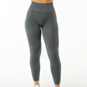 Leggings de yoga pour femmes de haute qualité, faible MOQ, motif uni, taille haute, spandex/nylon, séchage rapide et respirant, conception de logo personnalisée - Product Image 1