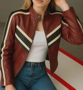 แจ็กเก็ตหนังแท้สำหรับผู้หญิงสำหรับฤดูหนาวบุสองชั้นพร้อมโลโก้และดีไซน์ผ้าแคนวาสระบายอากาศได้ดีปรับแต่งขนาดได้ - Product Image 2