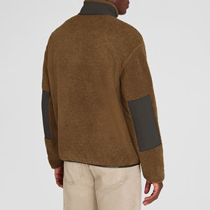 2025 New Design Custom Solid Color Winter Stand Collar Breathable Pocket Fleece <b>Sherpa</b> Pullover Sweatshirt <b>Men</b> OEM Service - Product Image 2