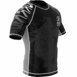 โลโก้เซิร์ฟแขนสั้นที่กําหนดเอง Mma Bjj เสื้ออัดระเหิด Jiu Jitsu Rashguards ออกแบบขายส่งยามผื่น - Product Image 5