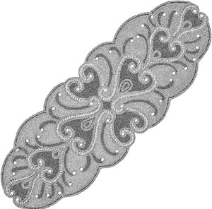 เสื่อคริสต์มาสถักแบบหรูหราสำหรับงานแต่งงานหรือใช้ในบ้านผ้าปูโต๊ะลายปักลูกปัดใบไม้ทำด้วยมือ - Product Image 1