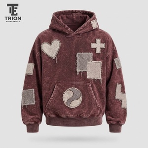 <b>Trendy</b> men acid wash embroidered <b>hoodie</b> delivers relaxed comfort bold texture and attractive embroidery for casual outdoor - Product Image 4
