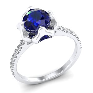 REYES corte redondo 1Ct zafiro azul anillo de piedras preciosas solitario 925 anillos de plata esterlina GRA certificado Moissanite anillos de compromiso - Product Image 2