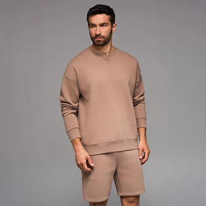 Ensemble sweat-shirt et short en coton pour hommes tissage tricoté confortable avec impression de style de rue Design épuré et style assorti - Product Image 2
