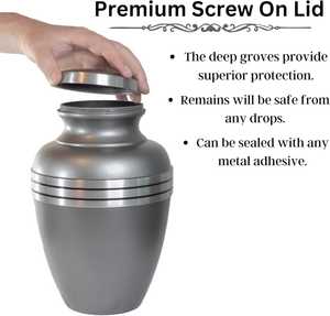 <b>Large</b> Memorial <b>Urn</b> for Adult Male & Female Ashes Decorative Pewter Funeral & Burial <b>Urn</b> Metal Cremation <b>Urn</b> Memorial Services - Product Image 3
