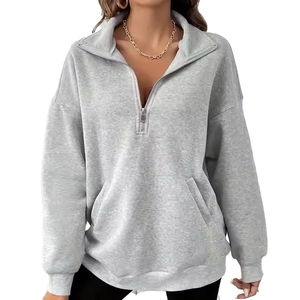 Fabricant de sweat-shirt à demi fermeture éclair OEM vente en gros de sweat-shirt d'entraînement à demi fermeture éclair vêtements de sport amples vêtements de sport pour femmes - Product Image 2