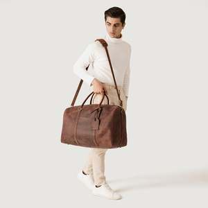 Sac de voyage décontracté en cuir marron vieilli Darrio, sac de week-end avec fermeture éclair durable, matériau PC pour le sport - Product Image 2