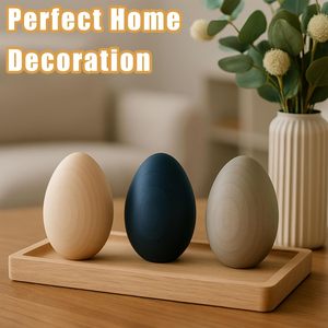 Huevos de madera de haya de vapor de diseño Art Deco hechos a mano para pintura DIY artesanía de Pascua y proyectos creativos de decoración del hogar - Product Image 5