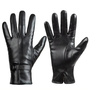 Guantes de moda, envío rápido, guantes de cuero cálidos para invierno, estilo acolchado, guantes de moda marrones con puños de lana para hombres y mujeres - Product Image 5