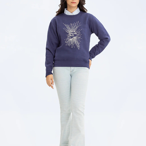 Sweat-shirt à col rond en molleton français personnalisé pour l'hiver Logo avant Mélange de coton de haute qualité Coupe-vent Respirant Sweat-shirt pour femmes - Product Image 2
