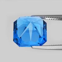 Topaze bleue naturelle de qualité supérieure, pierre précieuse brute faite à la main, couleur bleu ciel, taille coussin, 3-5 carats, pour bagues par Mehrajudin Gems