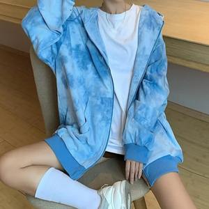 Sweatshirt Women <b>Long</b> Sleeve Tie Dye Zipper Closure Sweatshirt Hoodie Hooded Coat Streetwear Women <b>Tops</b> Clothes Trendy - Product Image 2