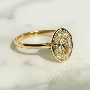 Anillo de Compromiso de Moissanita con Corte Oval Geométrico de 2 Quilates, Engaste de Bisel, VVS1, Solitario Clásico, Aniversario de Bodas para Mujer, Plata de Ley 925 - Product Image 3