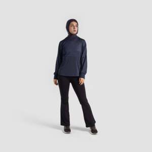 Motion Flow Modest Sportswear Long <b>Top</b> in Navy with Stylish Motion Flow Design - Product Image 1