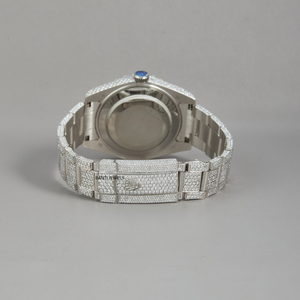 Reloj de Lujo con Incrustaciones de Diamantes Moissanite, Brazalete de Acero Inoxidable, Joyería Hip Hop - Product Image 3