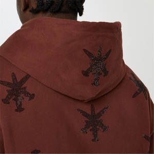 Sudadera con capucha de invierno para hombre de estilo urbano inspirado en el diseñador 100% algodón mezclado con letras de diamantes de imitación brillantes - Product Image 6