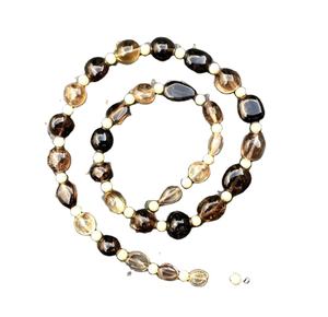 พลอยควอทซ์สีควันสีน้ำตาลไบโอลูกปัดนักเก็ตผิวเรียบ30ชิ้น6x7-9x11mm เครื่องประดับทำด้วยมือขายส่ง - Product Image 1