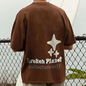 Camiseta con estampado de hojaldre de 180gsm, ropa de calle con estampado de etiqueta de cuello personalizado, camisetas gráficas, camiseta en blanco de talla grande, ropa para hombre - Product Image 4