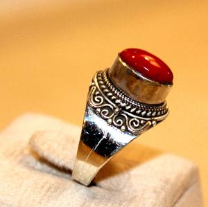 Fabriqué à la main pour Original ethnique bohême Style 925 bande d'argent rouge corail pierre précieuse bague Offre Spéciale bijoux cadeau personnalisé fête OEM - Product Image 2