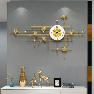 Ak นาฬิกาตกแต่งผนังหน้าปัดคลาสสิก,ท่อเหล็กแนวนามธรรมสีทองสำหรับตกแต่งบ้าน - Product Image 1