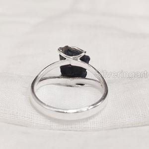 Bijoux en pierre brute Bague pour femme Saphir bleu brut naturel Pierre précieuse Septembre Pierre de naissance Bande de fil Bague en argent sterling 925 - Product Image 5