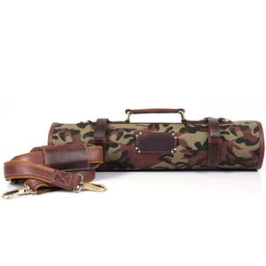 Bolsa de Herramientas de Chef Enrollable de Cuero Genuino con Camuflaje, Hecha a Medida, Ecológica, Multiusos, con Correa para el Hombro, Portátil y Protectora para Cuchillos - Product Image 2