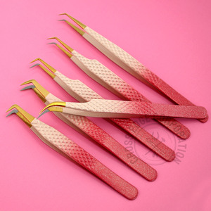 Pinzas Premium Personalizadas para Extensiones de Pestañas con Punta de Fibra Antideslizante, Ligeras, de Acero Inoxidable, para Volumen, Herramienta Antideslizante - Product Image 1