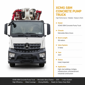 Camión Bomba de Concreto <span class=keywords><strong>Mercedes</strong></span>-<span class=keywords><strong>Benz</strong></span> 58m Usado de 2021 con Válvula S Mejorada para Construcción - Product Image 2