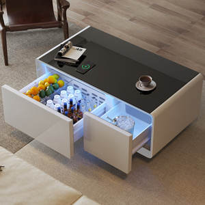 Mesa <span class=keywords><strong>de</strong></span> Centro Inteligente Kainice con Refrigerador, Pantalla Táctil, Mini Carga Inalámbrica, Puerto USB, Muebles <span class=keywords><strong>para</strong></span> <span class=keywords><strong>Sala</strong></span> <span class=keywords><strong>de</strong></span> Estar, Hogar y Hotel - Product Image 1