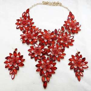 Yoona Red AAA Crystal Stone Collar Set Gold - Product Image 1