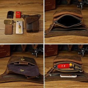 Bolsos de hombro tipo bandolera de cuero genuino para hombre, riñonera de viaje de cuero, riñonera de cuero para hombre, 2017 - Product Image 3
