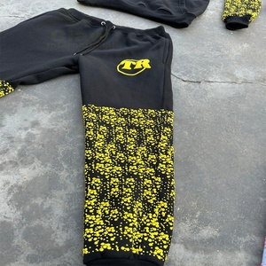 Chándal de invierno para hombre vintage, pantalones de chándal con estampado de felpa francesa de algodón 100% y Sudadera con capucha desgastada - Product Image 3