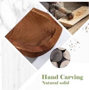 Bol à pâte en bois, bols à pâte en bois longs rustiques sculptés à la main de 40 pouces pour la décoration, grand bol à pain en bois vintage pour table - Product Image 3