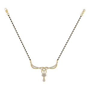 <b>Gold</b> Plated Sterling Silver Mangalsutra <b>Set</b> with 43cm Adjustable Chain Cubic Zirconia Stones Fine <b>Jewelry</b> - Product Image 1