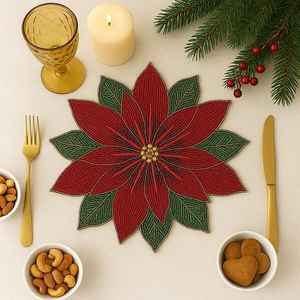 Chargeur perlé de luxe fait main pour manger un décor de vacances unique; pour napperon perlé de pendaison de crémaillère - Product Image 2