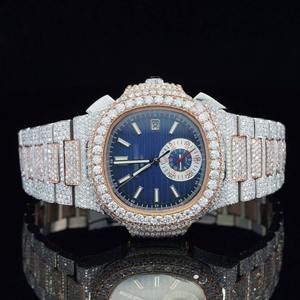 Montre de luxe pour homme avec diamants de laboratoire, chronographe automatique, étanche et entièrement sertie de diamants. Ceci - Product Image 1