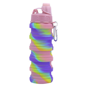 Purple Pink Reusable Silicone Sports Water Bottle Durable Tumbler for Hot or Cold Beverages Tea <b>Cups</b> & <b>Saucers</b> - Product Image 1