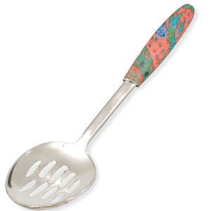 Black White Bubble Pattern Resin Handle Slotted Spoon Elegant Stainless Steel Food Server Hot Selling Premium Buffet Utensil - Product Image 2