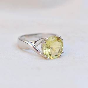 Lemon <b>Quartz</b> Stone 925 Silver Classic Romantic Design <b>Ring</b> Women Fine Jewelry Wholesale Bulk - Product Image 5