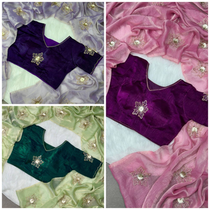 Diseñador indio de Bollywood Hermosa colección de Sari Trabajo de impresión digital para mujeres Ropa de fiesta - Product Image 4