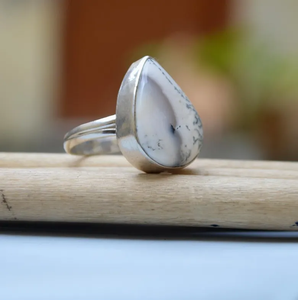 Conjunto de bisel de Plata de Ley 925 de ópalo dendrítico natural, anillo de declaración bohemio, joyería de piedras preciosas naturales exquisitas para elegancia - Product Image 3