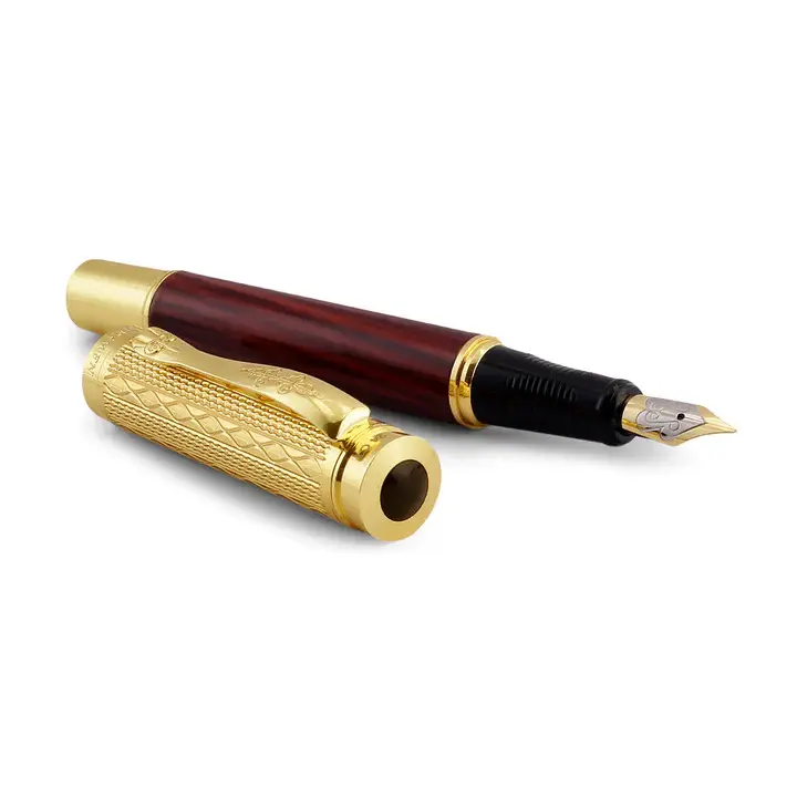 Ashwin 디자인 만년필 미디엄 펜촉 펜 24K 골드 플레이트가있는 멋진 럭셔리 펜 전문 선물에 적합한 마감