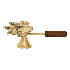 Diya moderne en laiton, 5 mèches en coton, support mobile, thème ange, artisanat décoratif fait main, poli, marque IBS, anniversaire - Product Image 2