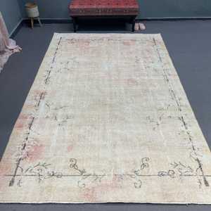 Alfombra Turca, Alfombra Grande de 6.5x10.1 pies, Alfombra de Lana Blanca y Roja - Product Image 1