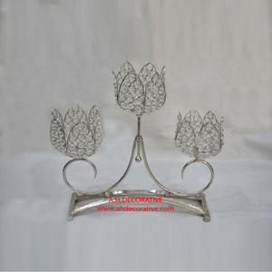 เชิงเทียนคริสตัลสีทองหรูหราพร้อมฐานตั้งโลหะ - Product Image 6